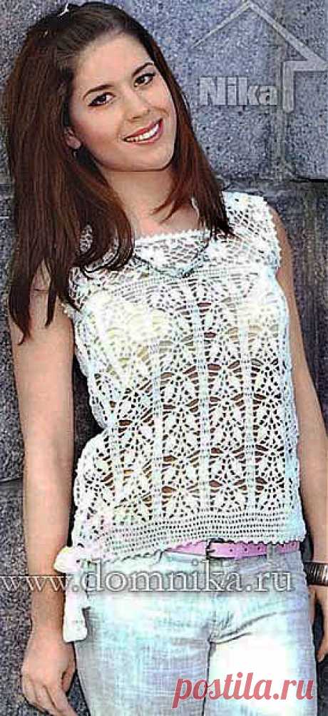 Белая ажурная кофточка крючком » Вязание крючком и спицами схемы и модели