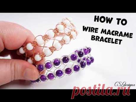 Cross unisex wire macrame bracelet