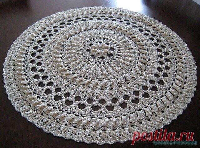 Нитки DMC Babylo size 10;крючок 1.75мм.;диаметр 37см.;ушло 75гр.

Уровень сложности. Требует опыта.
Размер в готовом виде 33 см в диаметре.
Материалы  Хлопок для вязания крючком №10: 350 yds = 320 м -1 клубок  Крючок 1.9 мм  Бусинки 4мм.-128штук.
Плотность  5круговой ряд = 7.25 см
Специальные петли: вп.-воздушная петля
сп.-соеденительная петля(она же соеденительный столбик)
сбн.-столбик без накида. ссн.-столбик с накидом.
сс2н.-столбик с 2накидами.
рпсс2н.-рельефный столби...