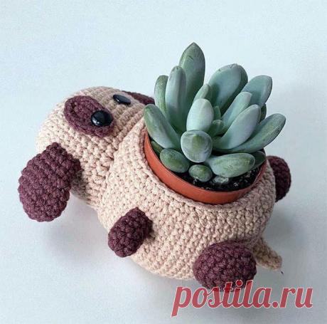 Кашпо Собачка крючком. Амигуруми схемы и описания. Автор: Rafael | IRINELY.ART