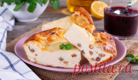 Творожная запеканка с изюмом