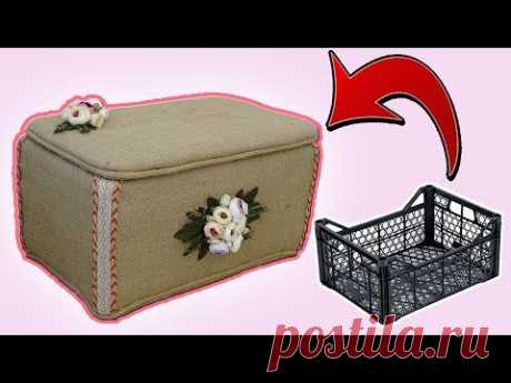 SEBZE KASASINDAN HASIR SANDIK YAPIMI! (Plastik Kasanın Geri Dönüşümü) / How To Make A Recycled Box