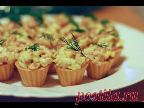 Новогодняя закуска. Тарталетки с беконом