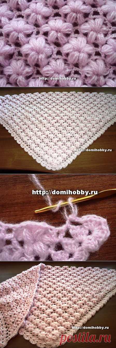 Узор крючком с объемными цветами