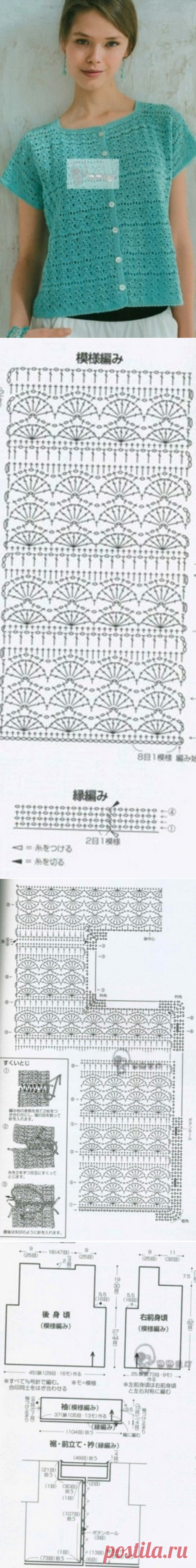 Бирюзовый жакет крючком / Вязание / Handlife.ru - творческая жизнь!