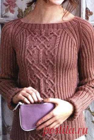 2 пуловера с красивыми аранами + схемы 

Пуловер с арановым узором
Пуловер с арановым узором связан спицами. Арановый узор проходит широкой полосой по центру полочки. Все остальное пространство пуловера занимает простая резинка два на два,…