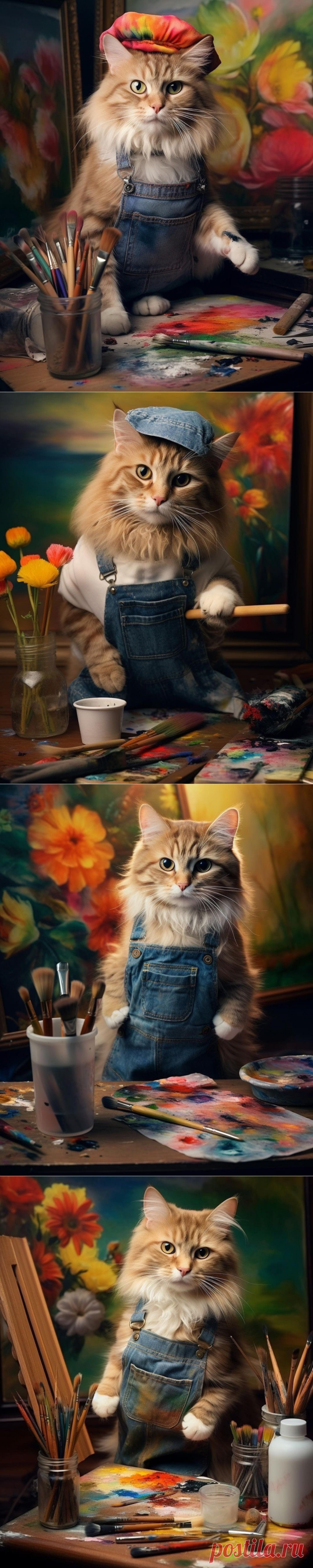 Кот художник