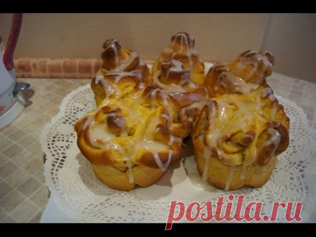 Тыквенные булочки, с ЛИМОННОЙ ГЛАЗУРЬЮ!!