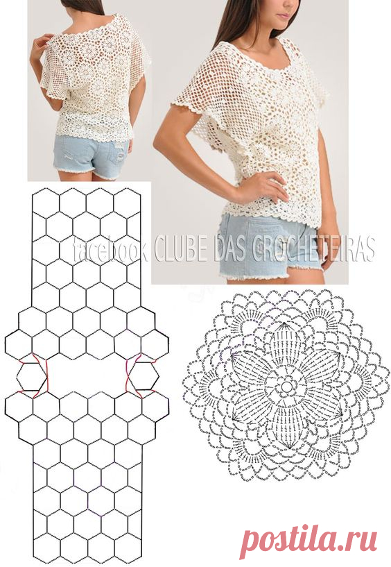 Hexagon motifs tunic | Вязание. Крючок. Модели