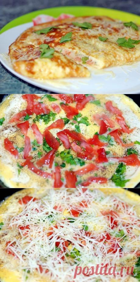 Как приготовить омлет с помидорами.