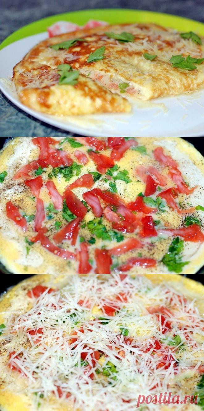 Как приготовить омлет с помидорами.