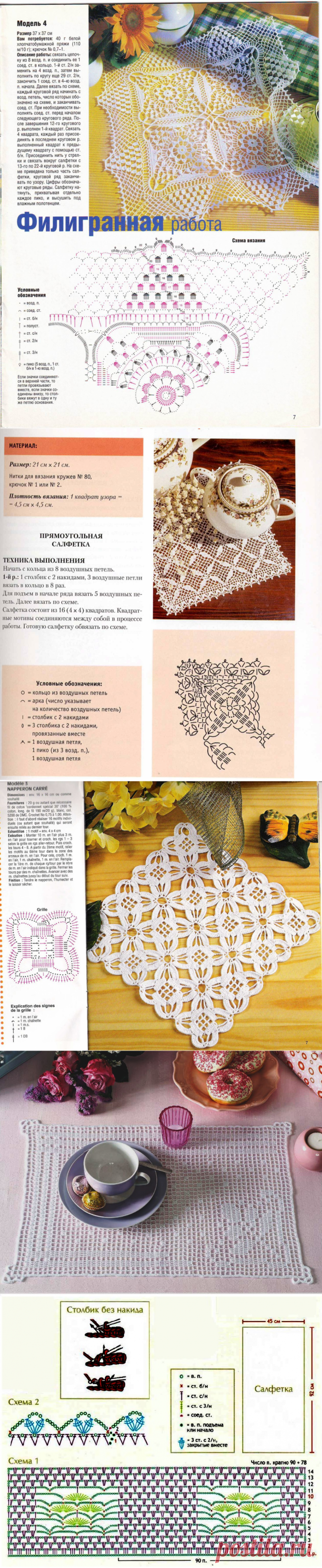 Прямоугольная салфетка крючком схема и описание: 24 модели