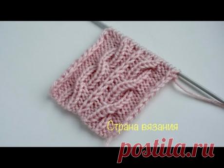 Узоры спицами. Коса со снятой петлей. Knitting patterns. The braid with the loop removed.
