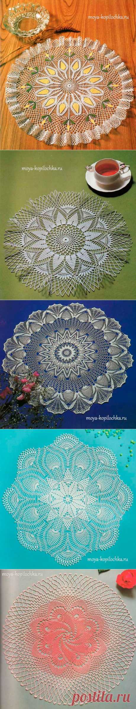 14 красивых ажурных салфеток крючком.