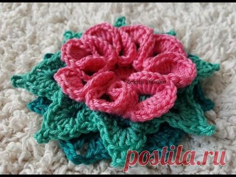 Crocheted flower No 10 - YouTube
