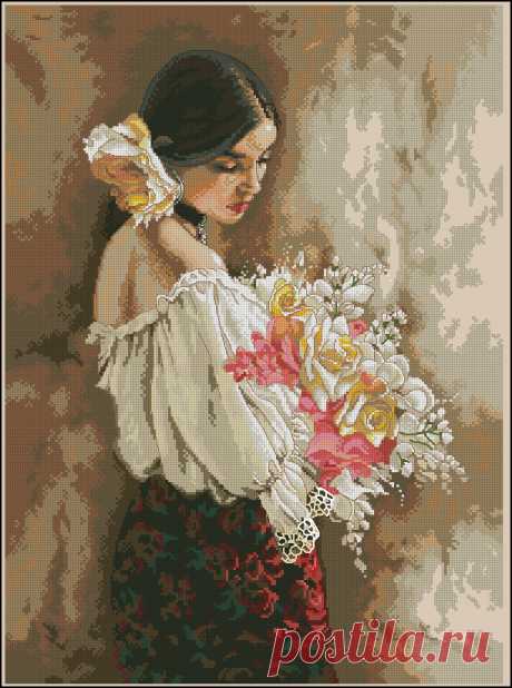 Сачать схему вышивки &quot;Woman with Bouquet&quot;