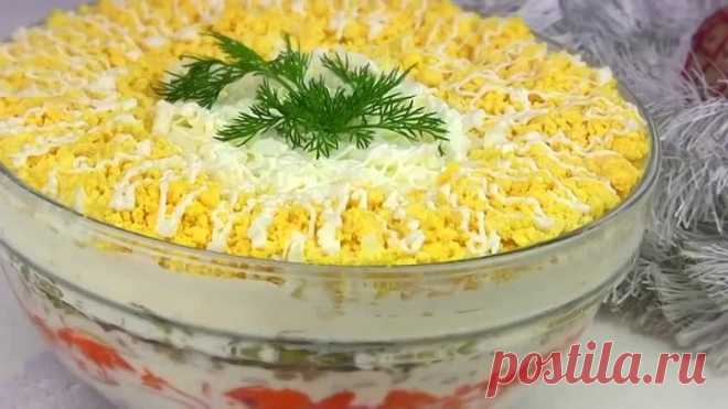 Салат Праздничный слоеный с печенью.Очень вкусный нежный и простой.