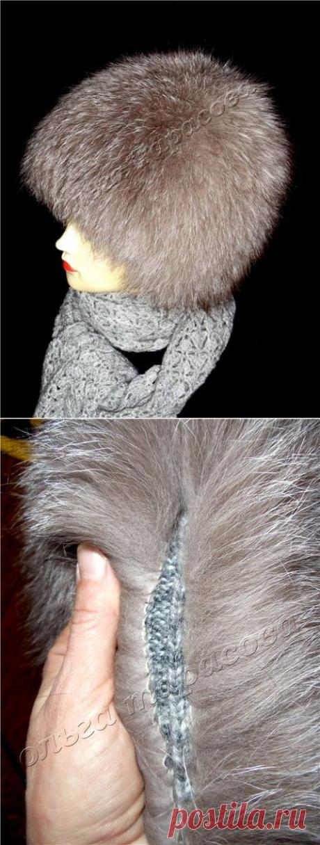 Изготовление меховой шапки в технике нашивания меховых полосочек на вязаную основу.