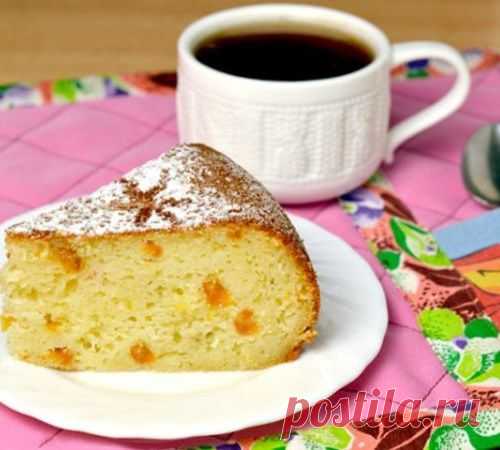 Манник на твороге с курагой в мультиварке