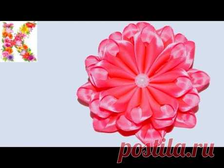 канзаши для начинающих,мастер класс,DIY kanzashi tutorial flower