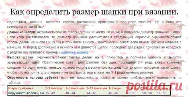 Как определить размер шапки при вязании.