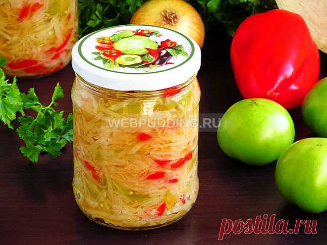 Салат из зелёных помидоров с капустой на зиму | Как приготовить на Webpudding.ru