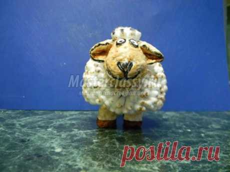 Овечка из бумажной массы и ватных палочек. Мастер-класс с пошаговыми фото