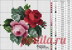 Схема вышивки роз крестиком бисером