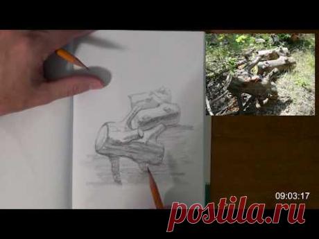 Арт-челлендж. Рисуем 10 мин в день. #6 - Поленья