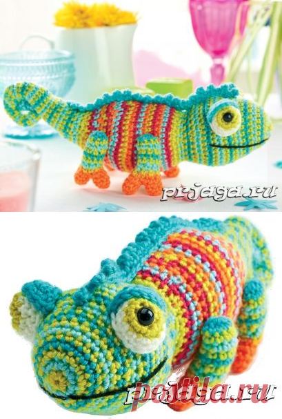 Игрушка крючком – Хамелеон