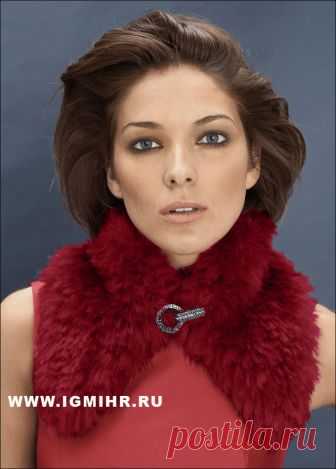 «Меховой» воротник. Спицы