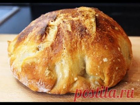 ХЛЕБ без ЗАМЕСА, готовим тесто для хлеба, не трогая муку руками.
