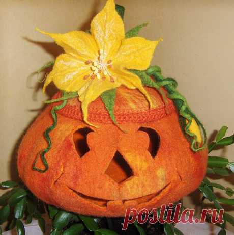 Валяный светильник &quot; Тыковка &quot;