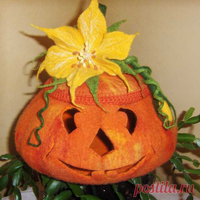 Валяный светильник " Тыковка "