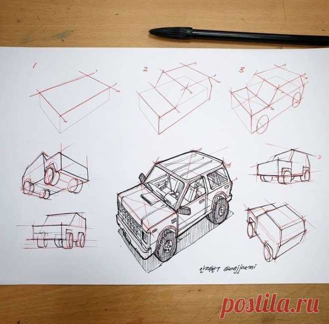 Рисунок. Машина. Этапы.