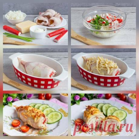Кальмар, фаршированный крабовыми палочками

Вкусное блюдо на обед или ужин 🤤

Ингредиенты:
• Кальмары - 2-3 шт.
• Крабовые палочки - 100 гр.
• Рис - 100 гр.
• Лук репчатый - 1 шт.
• Зелень - пучок небольшой
• Майонез - 1 ст.л.
• Сыр твердый - 100 гр.
• Масло растительное - 1 ст.л. для обжарки лука

Приготовление:

Шаг 1

Подготовьте все необходимые ингредиенты. Кальмары и рис заранее отварите в подсоленной воде.

Шаг 2

Репчатый лук очистите, мелко нарежьте и обжарьте на ...