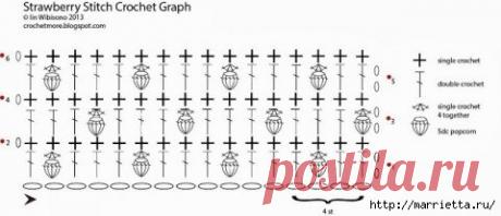 Узор крючком клубнички