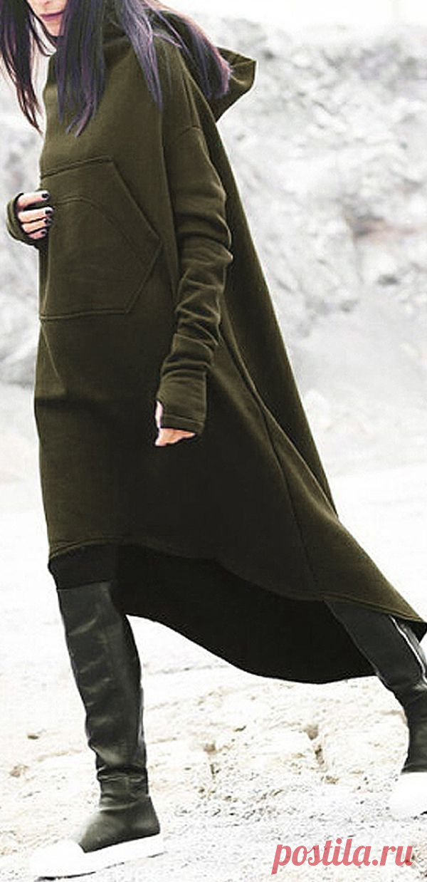 US$34.99 + Free shipping. Size: M~5XL. Color: Army Green, Black, Navy. Fall in love with casual and vintage style! Casual Women Hooded Solid Color High Low Sweatshirt Dress. #sweatshirt #dress #outfit