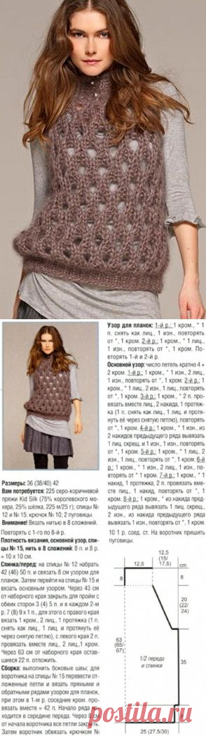 Жилет спицами / Вязание спицами / Вязание для женщин спицами. Схемы