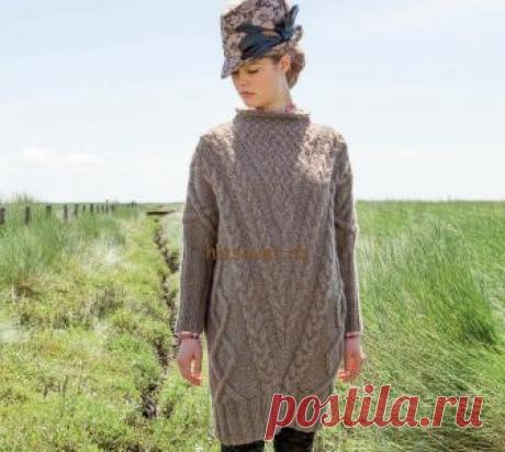 Туника с косами - Хитсовет Туника с косами. Модная модель женской туники с косами с бесплатным описанием и схемой вязания. Вам потребуется: 500 грамм коричневой меланжевой (цвет 8) пряжи Lana Grossa ASCOT, состоящей из 57% овечьей шерсти, 25% вискозы, 18% шерсти альпака, длиной нити 120 метров в 50 граммах и 200 грамм светло-коричневой/золотистой (цвет 10) пряжи Lana Grossa SPLENDID, состоящей из 72% мохера, 21% полиамида, 7% полиэстера, длиной нити 167 метров в 25 граммах...