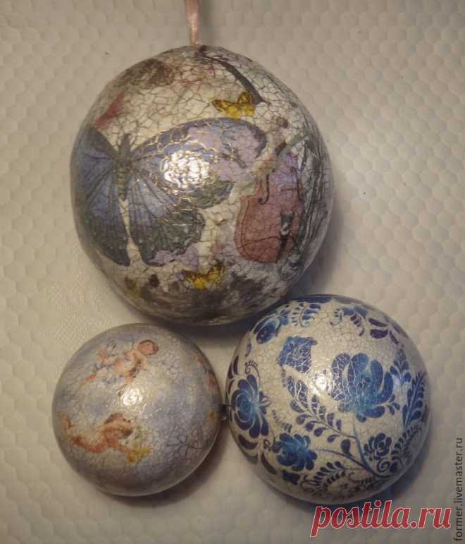 Создаем большой новогодний шар из папье-маше. Декор в технике декопатч