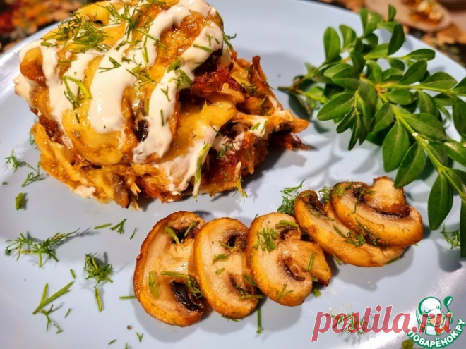 Картофельные оладьи в сливочно-грибном соусе Кулинарный рецепт