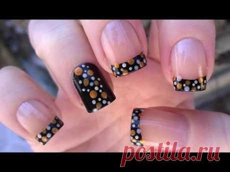 DIY: Two easy party nail art designs / Elegant BLACK NAILS / French manicure ideas #3
