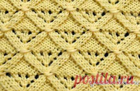 Узор спицами «Алмазная решетка»