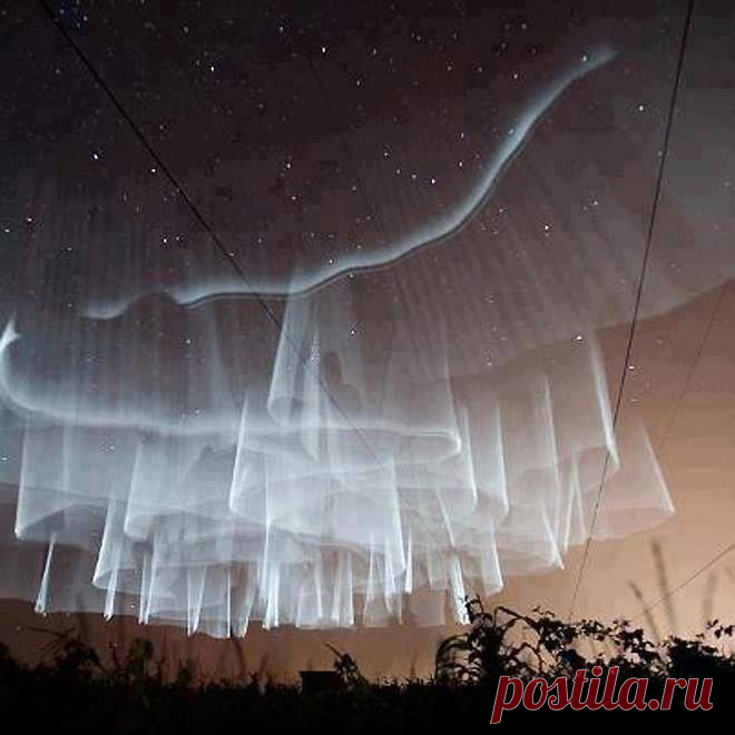Северное сияние над Финляндией.