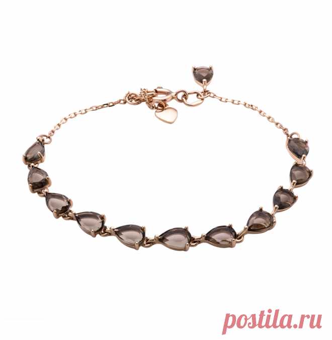 Золотой браслет с раухтопазами SOKOLOV 750210*: розовое золото 585 пробы, раухтопаз — купить в интернет-магазине SUNLIGHT, фото, артикул 45350