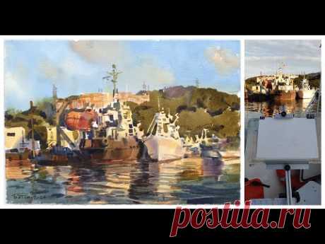 20240903 BogorodskoeLake Bay, Petropavlovsk-Kamchatsky. Watercolor plein air painting