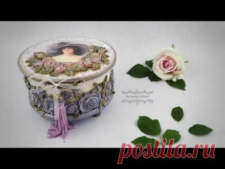 Decoupage # Szkatułka Dama i róże #cadence # DIY tutoeial
