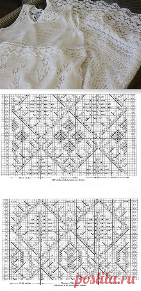 Нарядное белое платье спицами. Платья по шетландским мотивам |