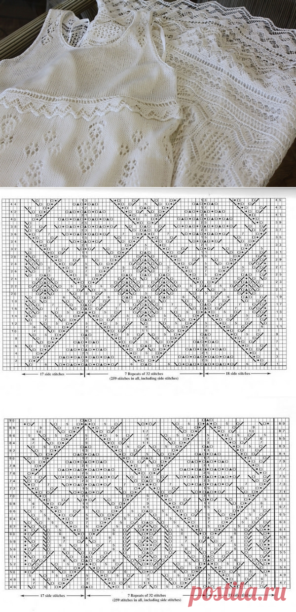 Нарядное белое платье спицами. Платья по шетландским мотивам |